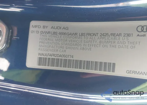 2013 Audi A5 2.0T Premium from USA, damaged, VIN WAULFAFR2DA050774